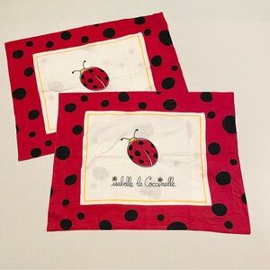 Le Vele Isabelle la Coccinelle 100% Cotton Pillowcase Set of 2 Ladybug Print